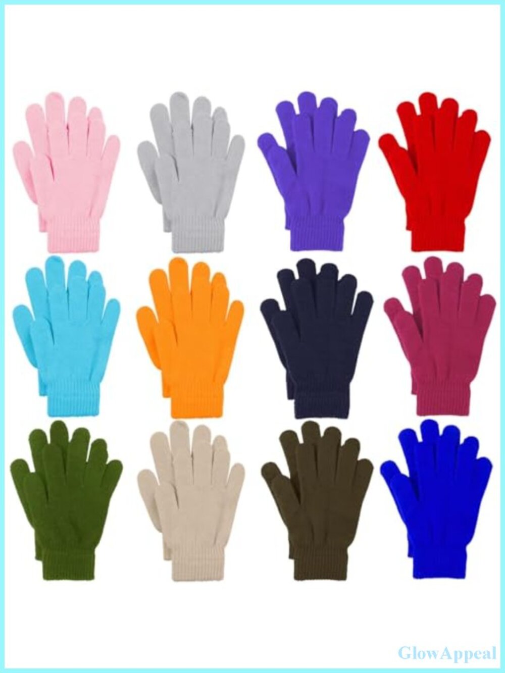 12 Pairs Stretchy Warm Knit Gloves with Mesh Storage Bag for Men or Women